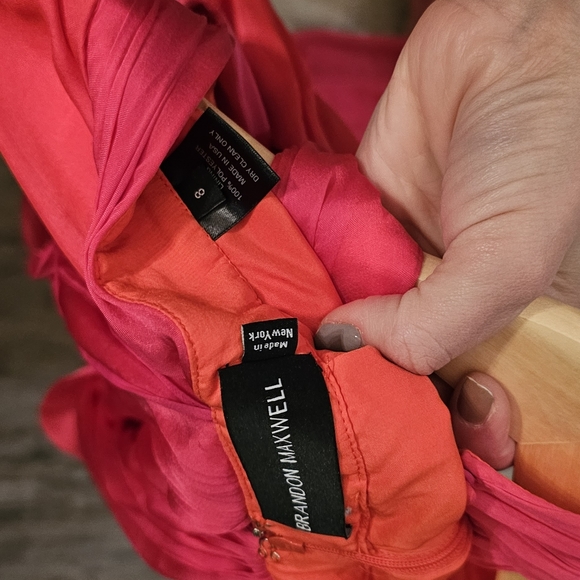 Brandon Maxwell Silk Evening Gown red with pink size 8 Fits a 6-12 - Picture 4 of 8